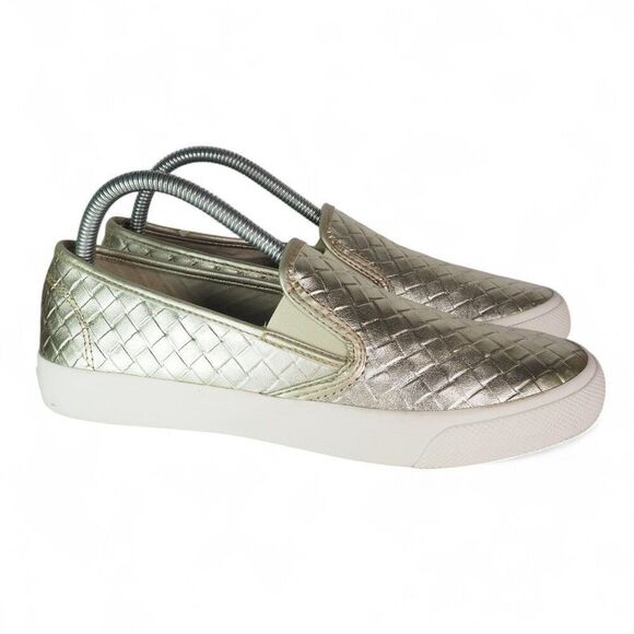 Sperry Top-Sider Seaside Embossed Weave Slip-on Sneakers Gold STS82589 Women's 9 - Picture 4 of 11